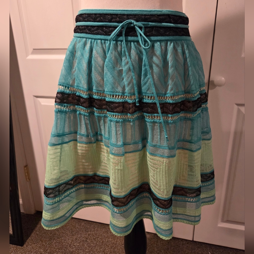 Missoni A-Line Skirt in Teal/Black